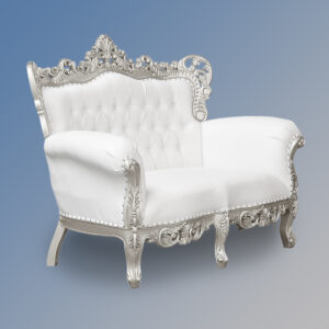 Pompidou Two Seater Chair - Silver Frame with White Faux Leather