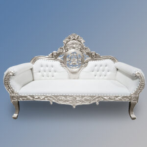 Noor Chaise Longue - Silver Frame with White Faux Leather