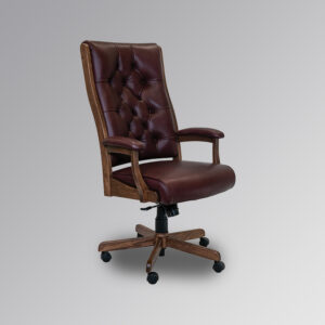 Sheraton Office Chair in Mahogany and Burgundy Faux Leather