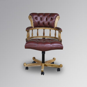 Captains Chair in French Oak & Oxblood Faux Leather