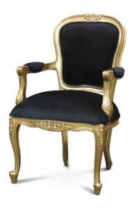 Chantilly Gold Leaf ArmChair in Black Velour