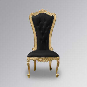 Louis XV Lazarus Side Chair - Gold Frame & Black Velvet Upholstery