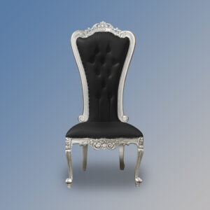 Louis XV Lazarus Side Chair - Silver Frame & Black Velvet Upholstery