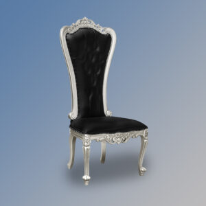 Louis XV Lazarus Side Chair - Silver Frame & Black Velvet Upholstery