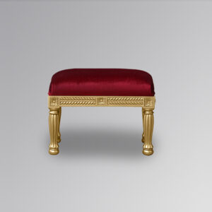 Louis XV Cleopatra Wedding Stool - Gold Leaf Frame with Wine Red Velvet