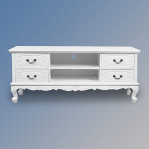 Louis XV Wide Screen TV Cabinet - French White