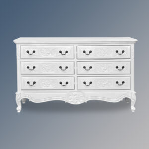 Louis XV 6 Drawer Cabinet Wide - French White