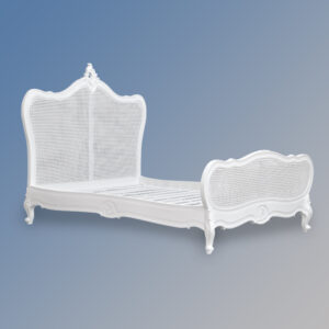 Louis XV Cadice- Low End Rattan Bed- French White