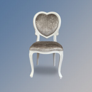 Louis XV Medee Bedroom Chair - French White and Silver Velvet Upholstery