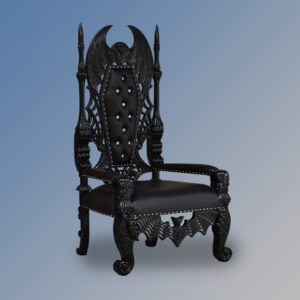 Dracula Throne Chair - Black Frame Upholstered in Black Faux Leather