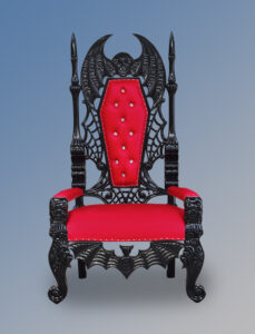 Dracula Throne Chair - Black Frame Upholstered in Red Faux Leather