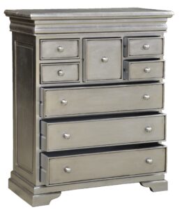 Versailles 9 Drawer Tall Chest - Silver Leaf