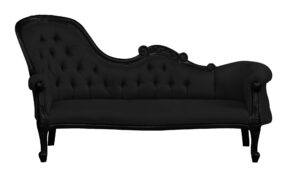Louis Xv - Versailles Single End Chaise Longue - Black Frame and Black brushed Satin