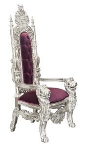 Throne Chair - Lion King - Silver Frame Upholstered in Dusky Pink