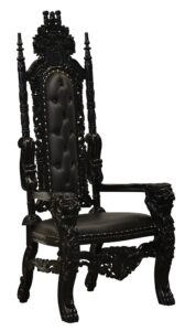 Throne Chair - Lion King - Black Frame Upholstered in Black Faux Leather