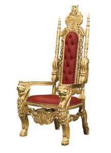 Lion King Throne Chair - Gold Frame with Saddle Red Faux Leather