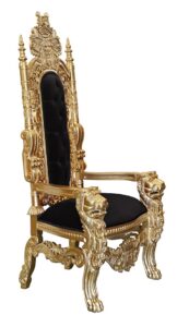 Throne Chair - Lion King - Gold Frame with Black Plush Velvet Upholstery