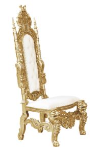 Lion Side Chair - Gold Frame Upholstered in White Faux Leather