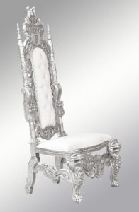 Lion Side Chair - Silver Frame Upholstered in Faux White Leather