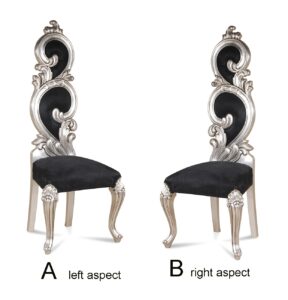 Louis XV Chalet Carved Chair - Silver Frame Upholstered in Plush Black Velvet