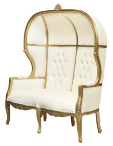 Porters Double Chair - La Dome - Gold Frame and White Faux Leather