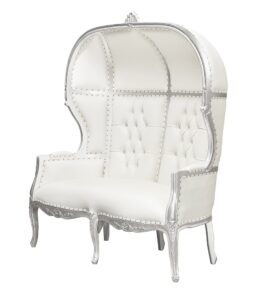 Porters Double Chair - La Dome - Silver Frame and White Faux Leather
