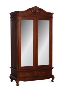 Chantilly Double Armoire - Mirrored - Chestnut Colour
