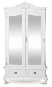 Chantilly Double Armoire - Mirrored - French White