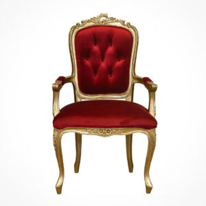 louis xv elise bedroom chair gold frame plush red velvet upholstery