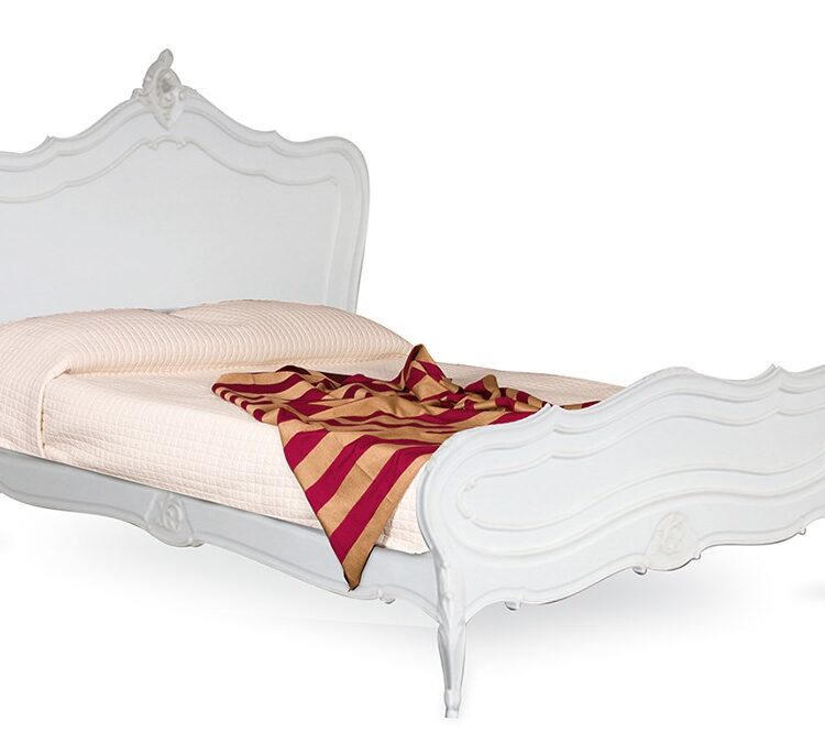 Louis XV Adelle - High End Carved Bed - French White - Island Furniture Co