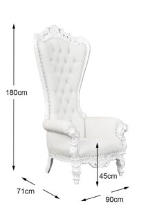 Throne Chair - Lazarus King - Fushia Pink Frame upholstered in White Faux Leather