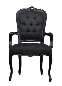 Louis Xv Elise Arm Chair - Black Frame Brushed Black Satin