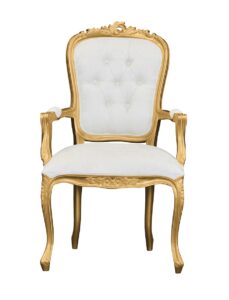 Louis Xv Elise Bedroom Chair - Ivory & Gold