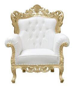 Pompidou Throne Chair - Gold Frame with White Faux Leather