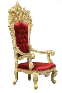 Throne Chair - Eros King - Gold Frame Upholstered in Wine Plush Velvet