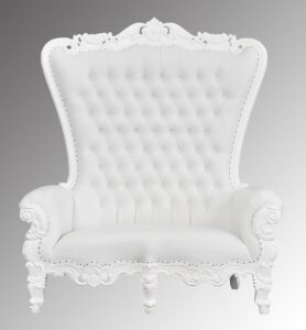 Lazarus Double King Chair - French White Frame with White Faux Leather