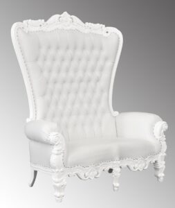 Lazarus Double King Chair - French White Frame with White Faux Leather