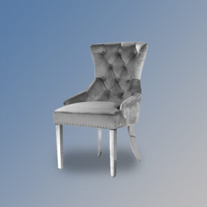Louis XV Chair Metal Frame With Grey Velvet Upholstery