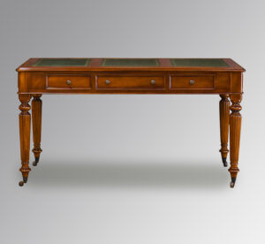 Viceroy Writing Desk in Chestnut with Green Faux Leather
