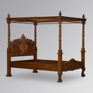 Rococo Four Poster Sleigh Bed in Chestnut