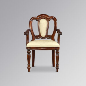 Admiralty Carver Chair with Ivory Damask Padded Back
