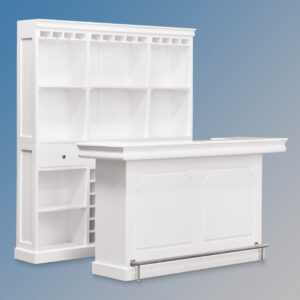 Solid Mahogany Bar - La Maison Bar Set - Counter and Storage Cabinet - French White