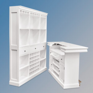 Solid Mahogany Bar - La Maison Bar Set - Counter and Storage Cabinet - French White