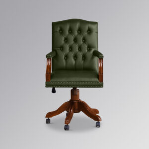 Gainsborough Office Chair in Mahogany and Green Faux Leather - Adjustable