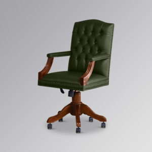 Gainsborough Office Chair in Mahogany and Green Faux Leather - Adjustable