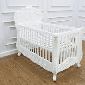 Louis XV Rococo Baby Crib Cot - French White