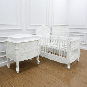 Louis XV Rococo Baby Crib Cot - French White