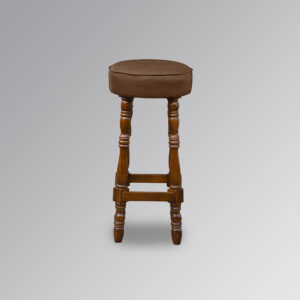Saloon Bar Stool in Chestnut Colour & Tan Faux Leather