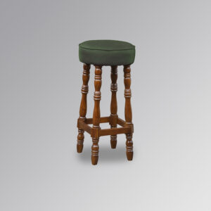 Saloon Bar Stool in Chestnut Colour & Green Faux Leather