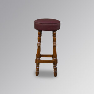 Saloon Bar Stool in Chestnut Colour & Oxblood Faux Leather